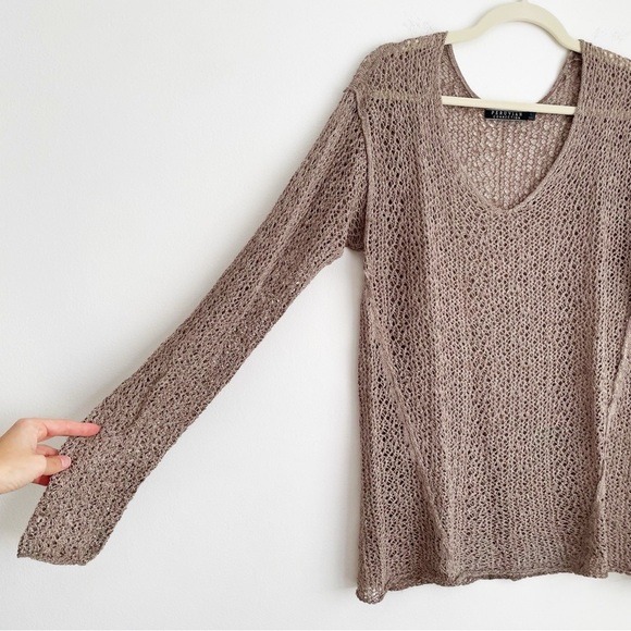 Peruvian Connection baby alpaca wool bamboo open knit sweater grunge witchy L - Picture 7 of 10